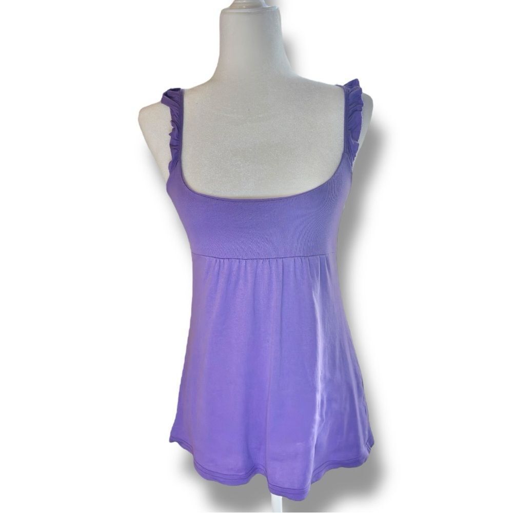 Michael Stars Purple Ruffle Tank Top SZ ONE SIZE FITS MOST